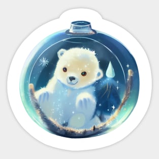 A Cute Baby Polar Bear Playing in a Magic Bottle Sticker